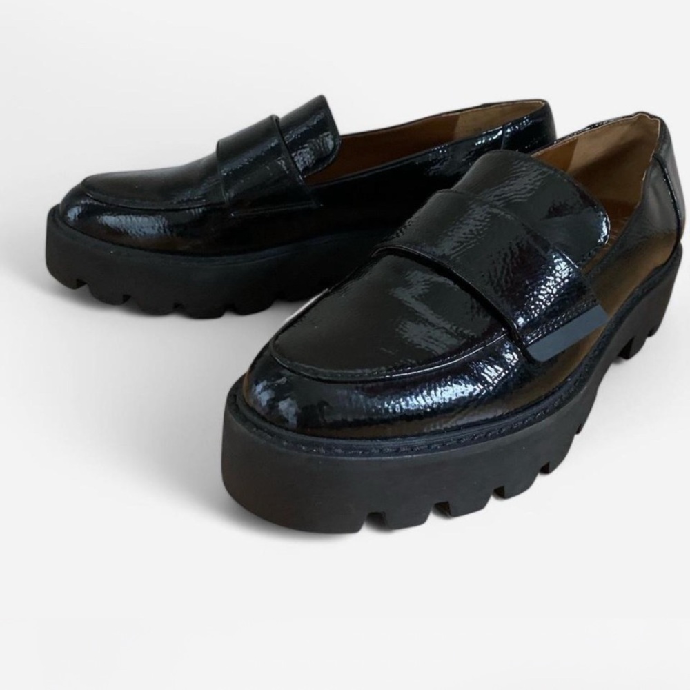 Franko Santro Black Patent Leather Loafers sz 8 like new